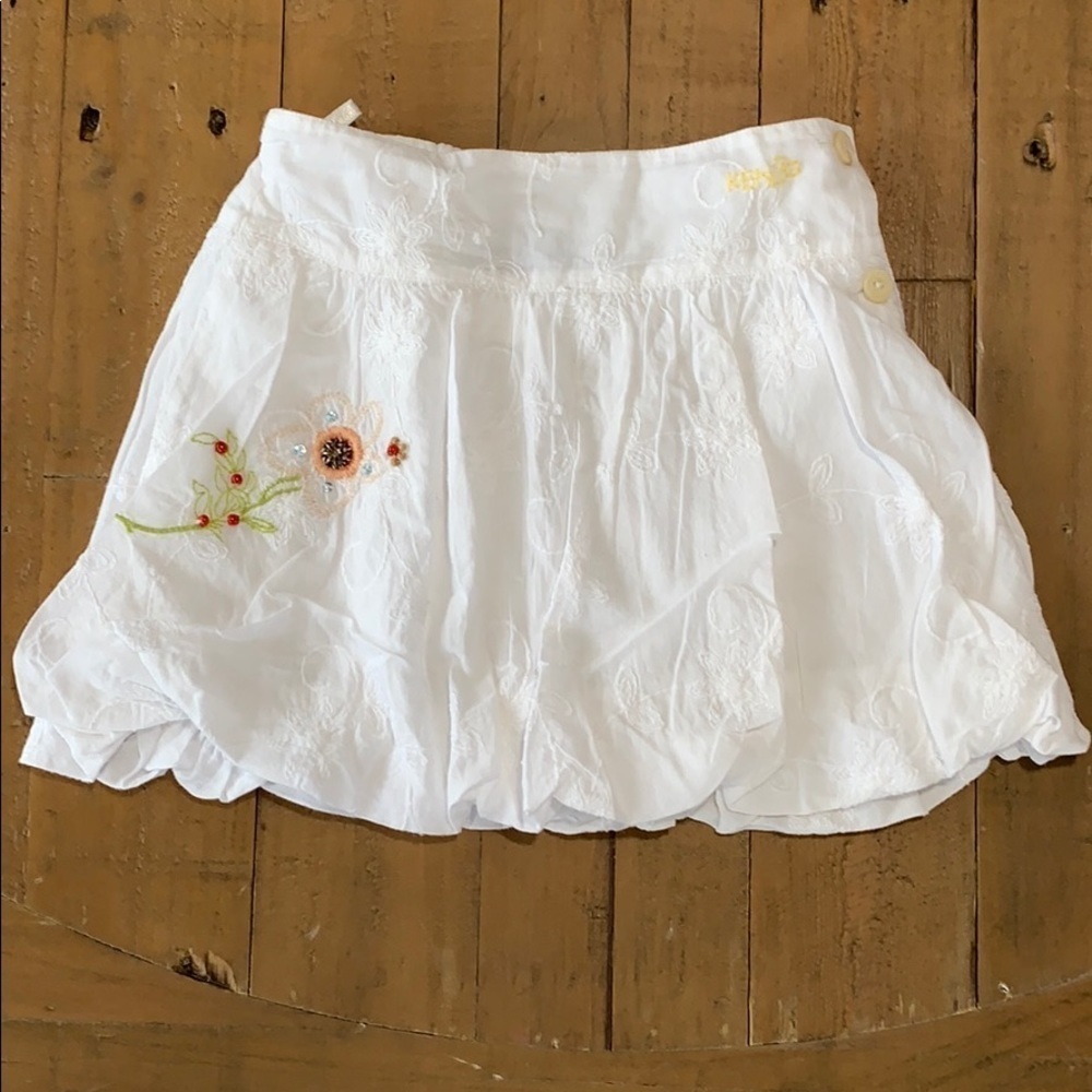 Kenzo white embroidered balloon skirt